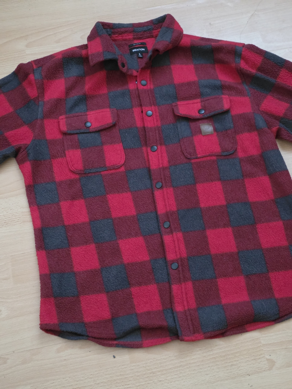 Brixton Red & Black Buffalo Plaid Fleece Button-Front Shirt